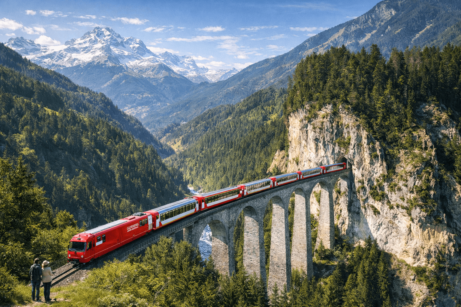Glacier Express Crossing Landwasser Viaduct