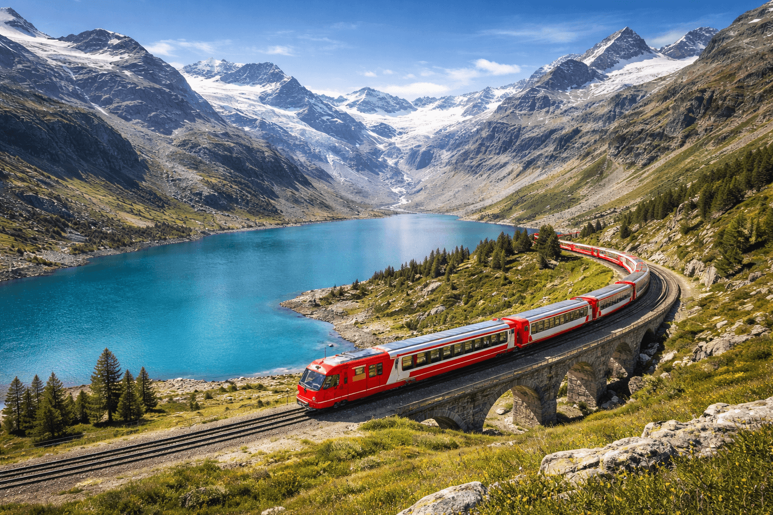 Bernina Express Through the Swiss Alps